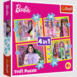 PUZZLE 4W1 WESOŁY ŚWIAT BARBIE