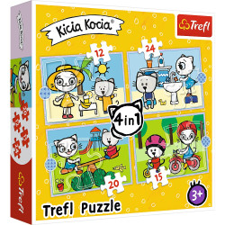 PUZZLE 4W1 DZIEŃ KICI KOCI
