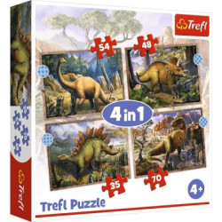 PUZZLE 4W1 CIEKAWE DINOZAURY 