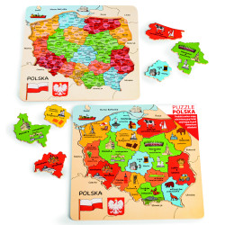 DREWNO MAPA POLSKI PUZZLE 